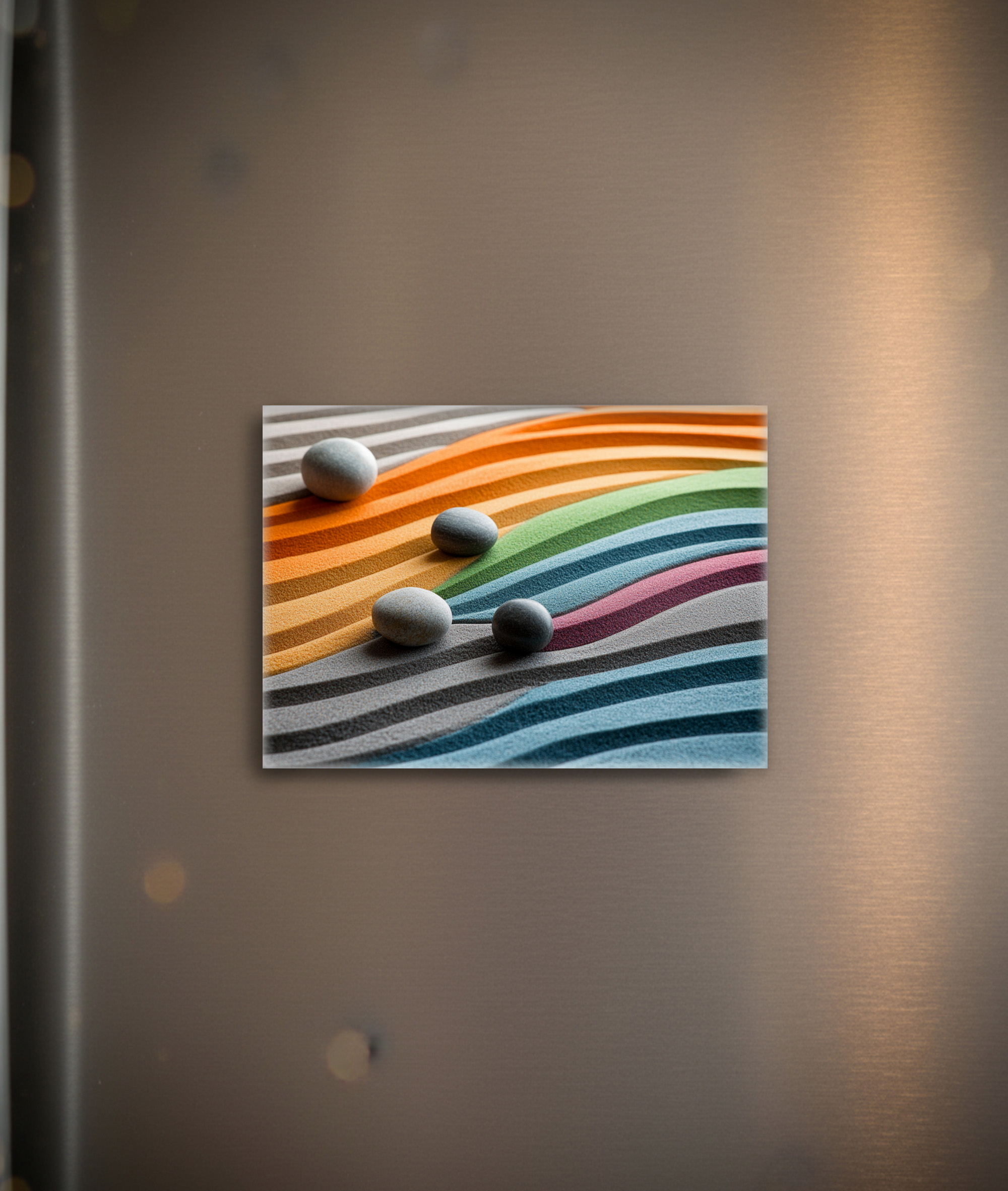raxxa Glas-Magnet: Zen Steine mit buntem Sand