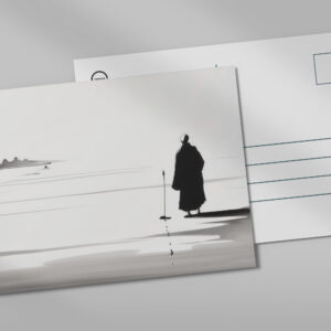 raxxa Postkarte: Mönch am Wasser - japanische Tuschezeichnung