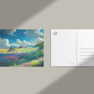 raxxa Postkarte: Weites Blumental mit Wolken - Anime Stil