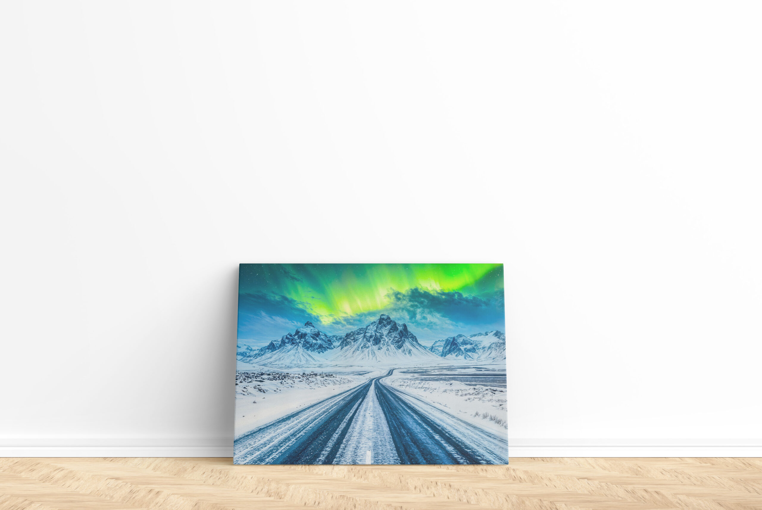 raxxa Canva: Road with Mountains and Northern Lights at Night - Imagen 2