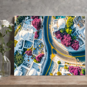 raxxa Canva: Greek Mountain Village Street with Bougainvillea