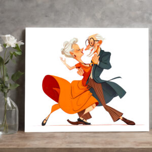 raxxa Canva: Elderly couple dancing gracefully in vibrant attire