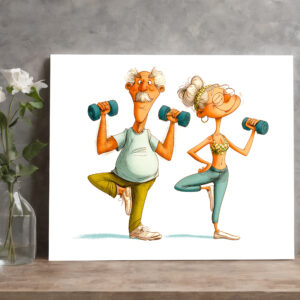 raxxa Canva: Funny Elderly Man Doing Yoga Illustration