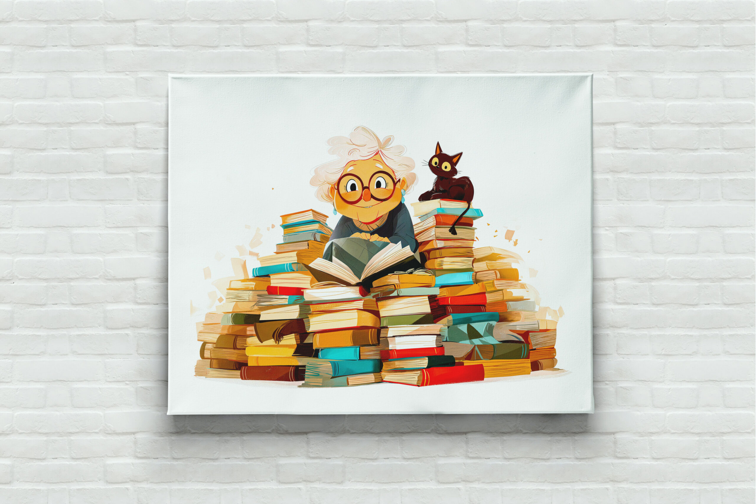 raxxa Canva: Senior woman reading in books with cheerful expressions - Image 2
