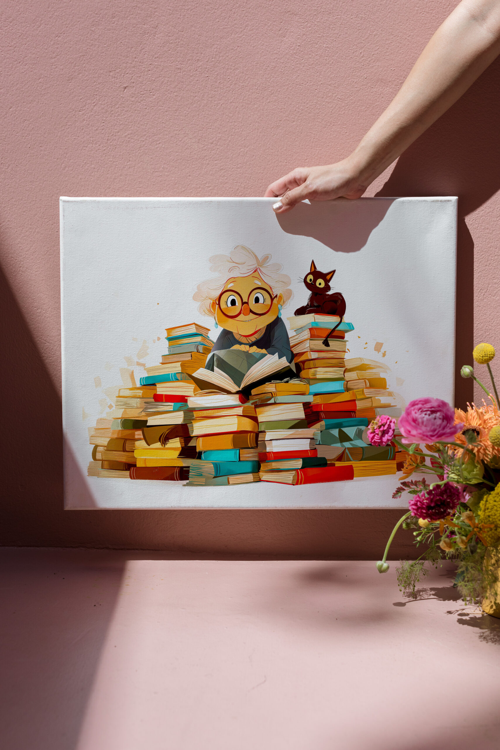 raxxa Canva: Senior woman reading in books with cheerful expressions - Image 3