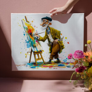 raxxa Canva: Humorous Elderly Man Reading Illustration