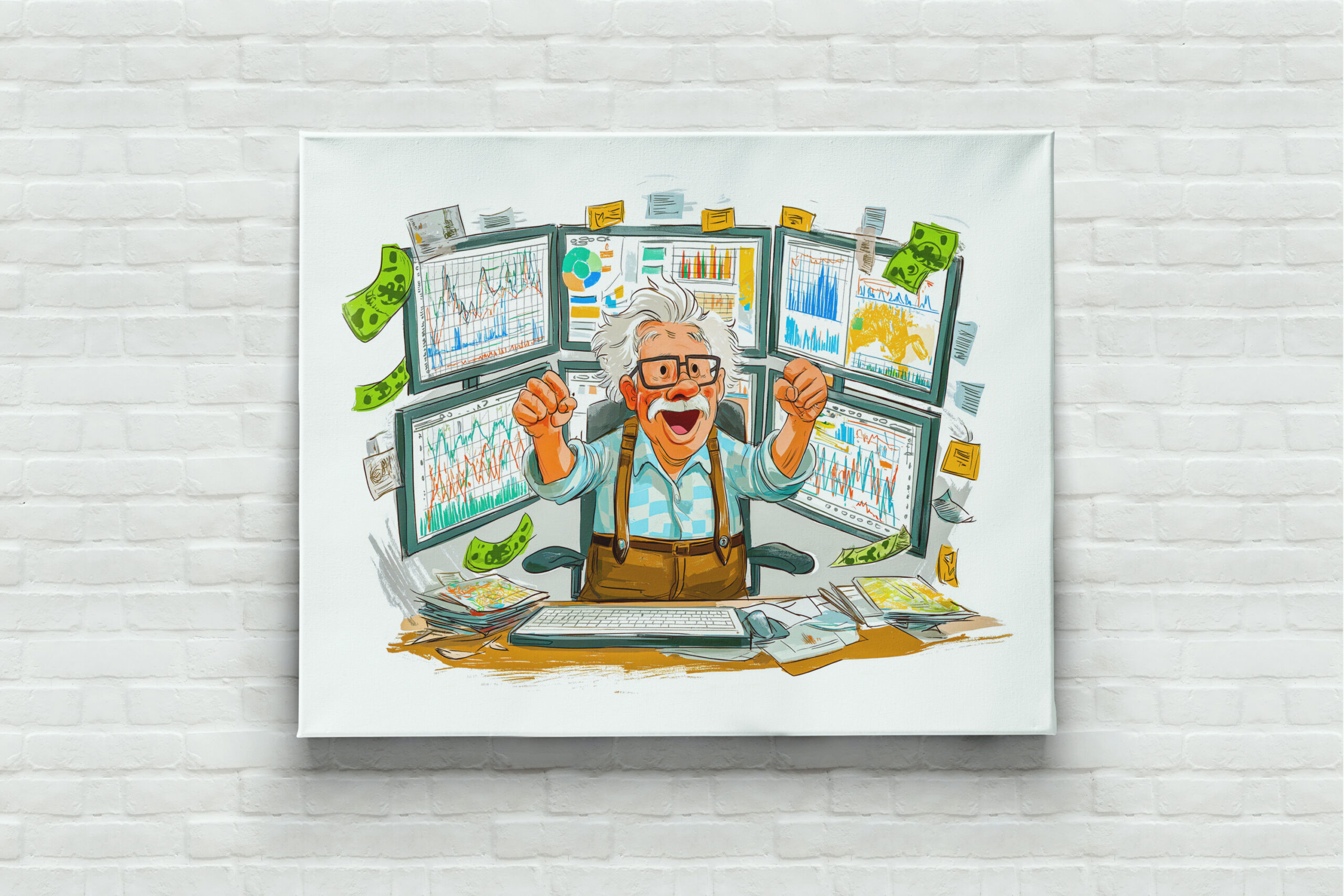 raxxa Canva: Elderly man celebrating stock market success joyfully - immagine 3
