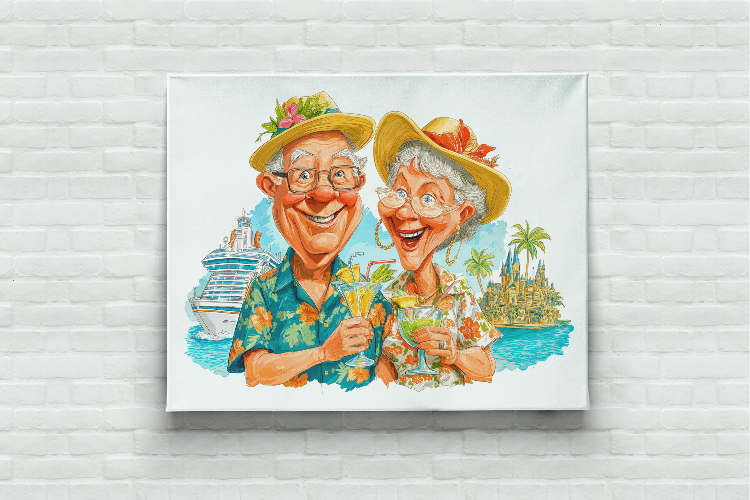 raxxa Canva: Elderly couple enjoying cocktails at tropical beach happily - immagine 3