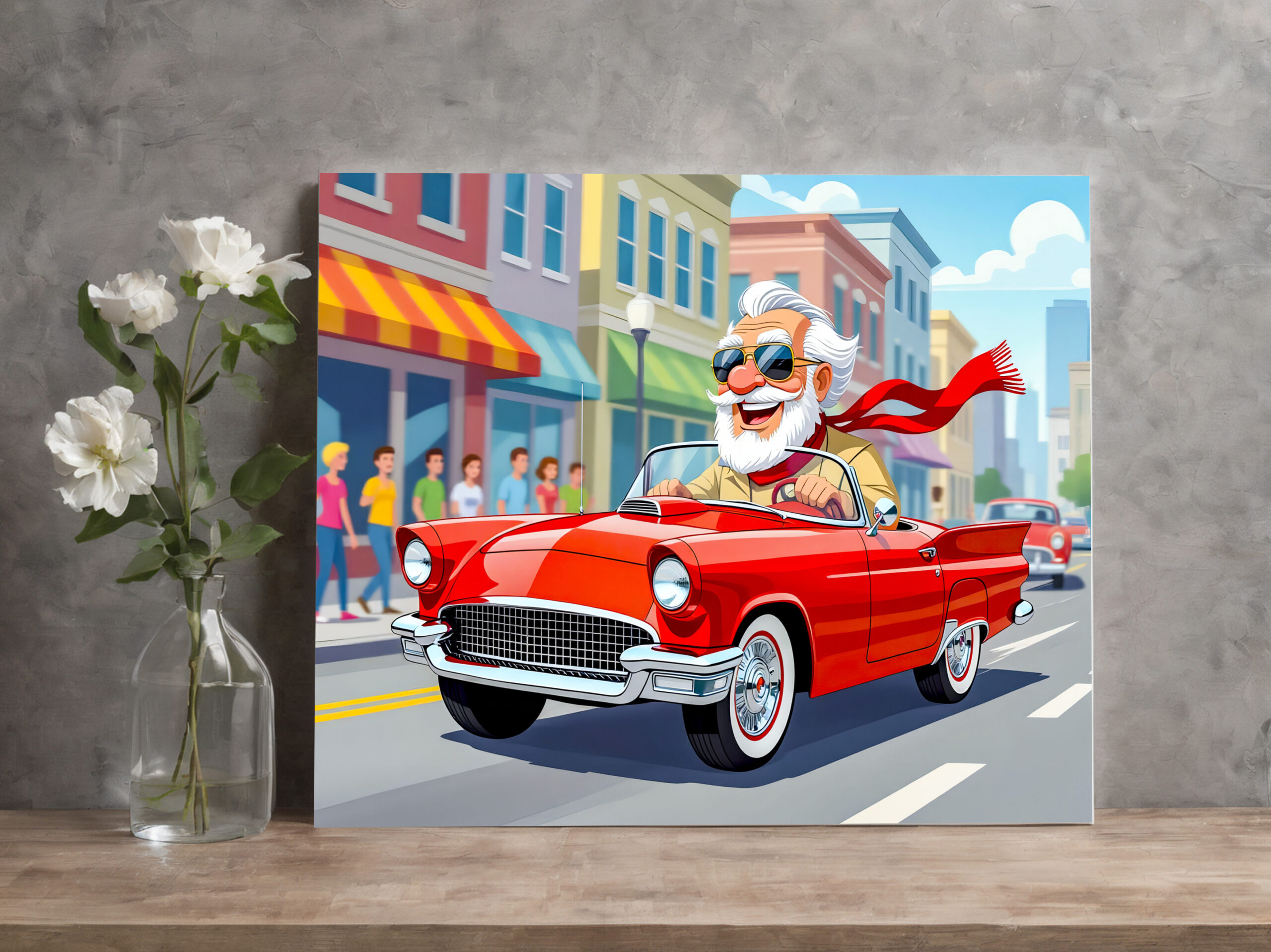 raxxa Canva: Grandpa driving a convertible car - immagine 2