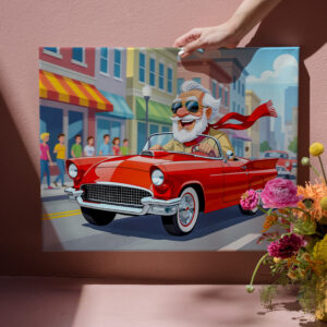 raxxa Canva: Grandpa driving a convertible car