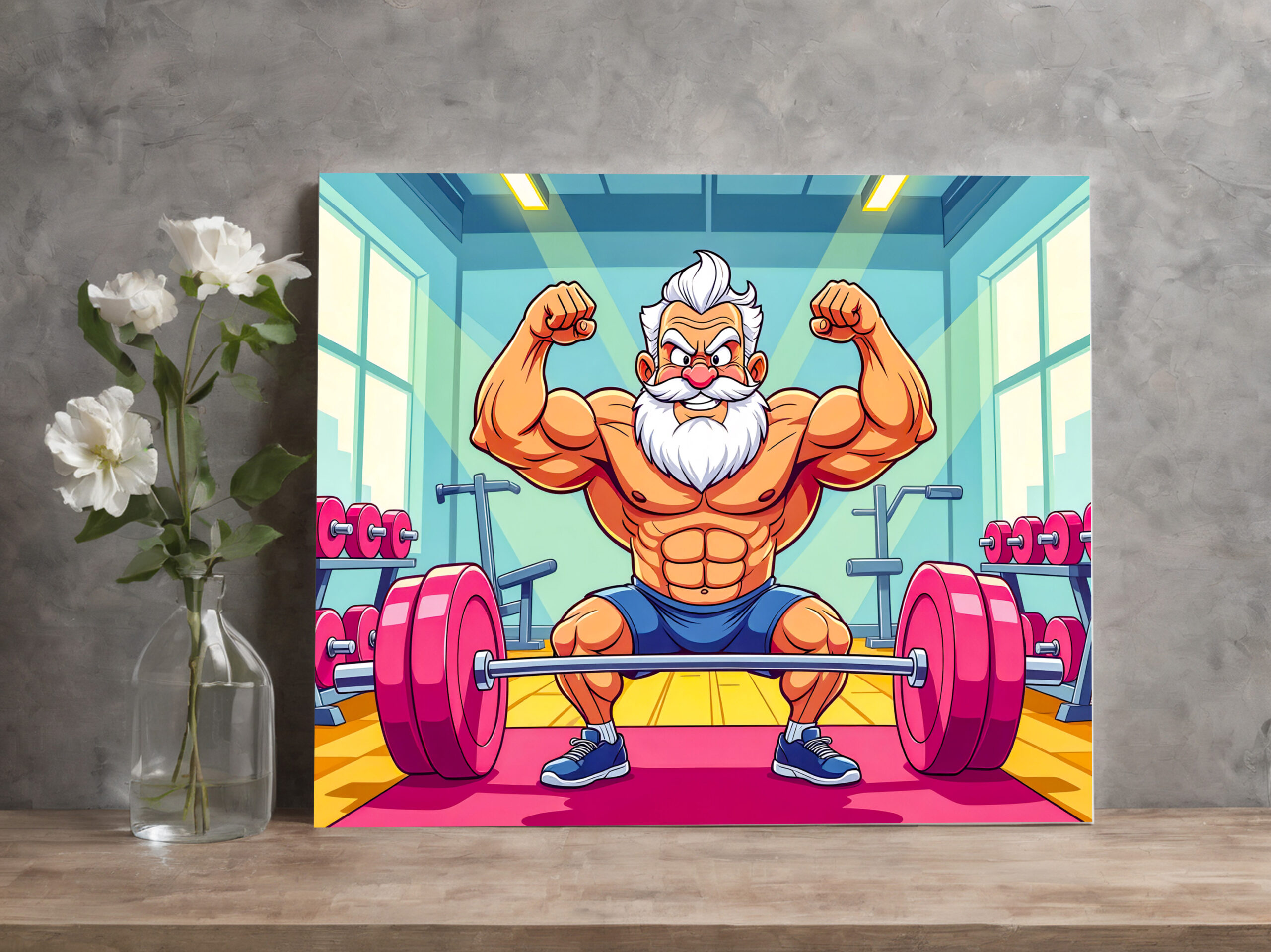 raxxa Canva: Grandpa lifting weights making sports - immagine 2