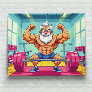 raxxa Canva: Grandpa lifting weights making sports