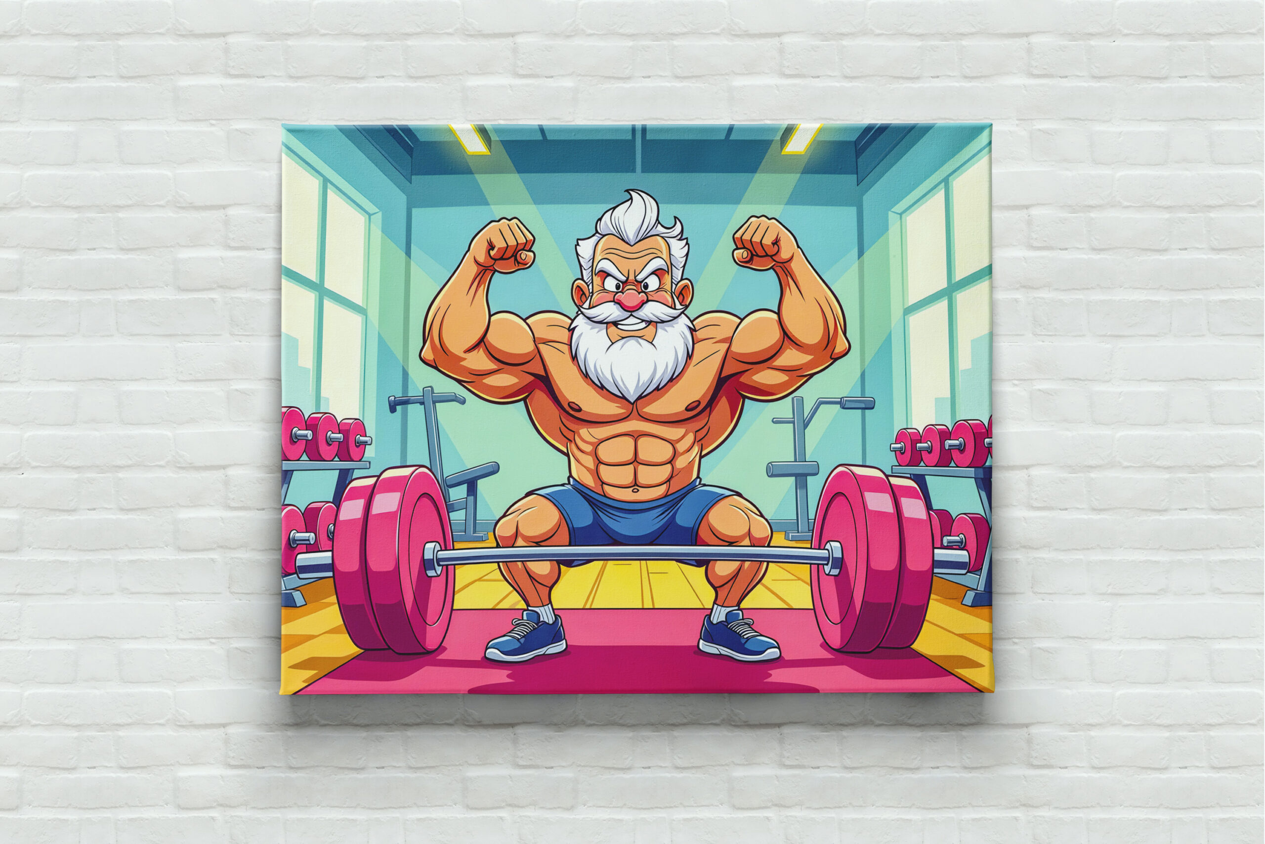 raxxa Canva: Grandpa lifting weights making sports