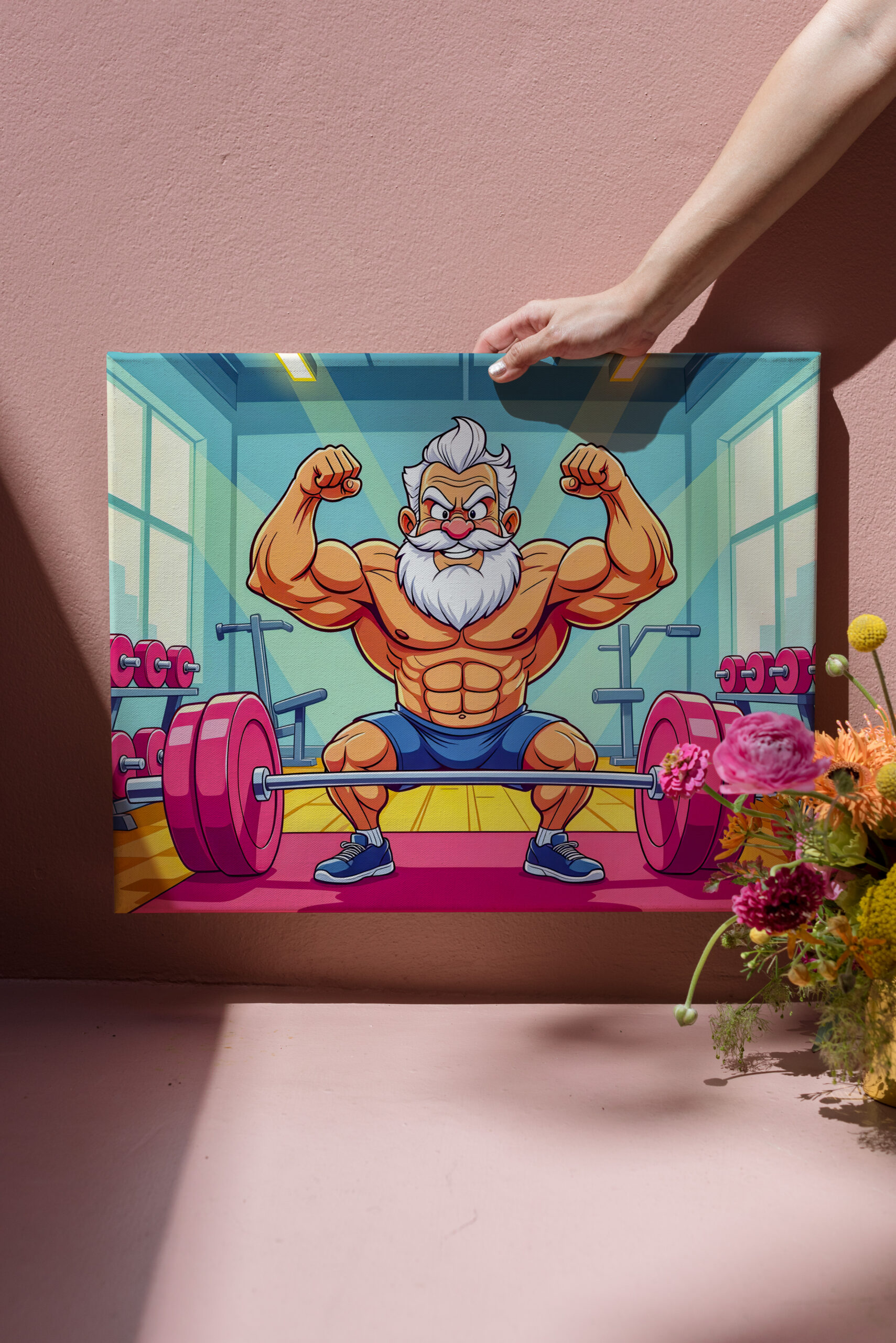 raxxa Canva: Grandpa lifting weights making sports - immagine 3