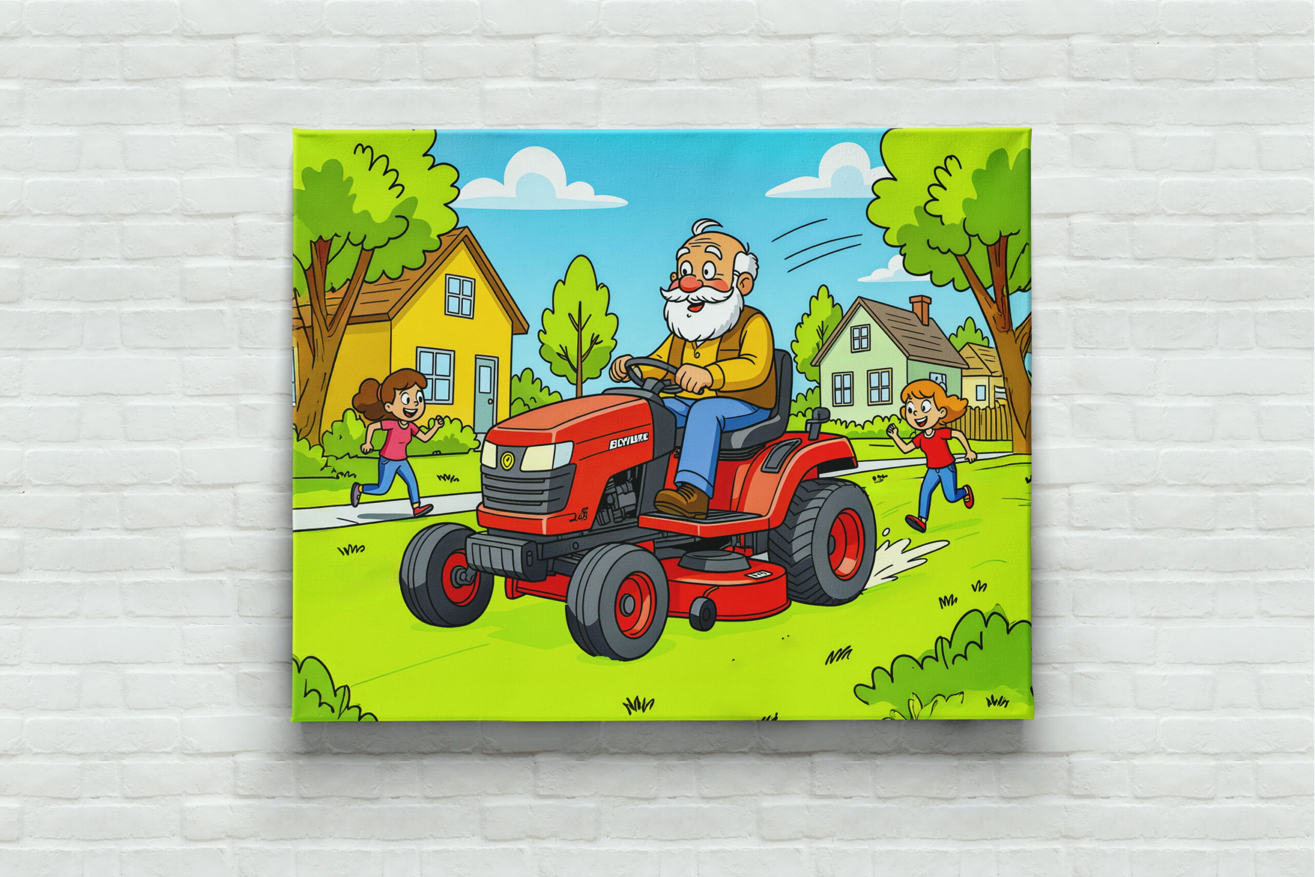 raxxa Canva: Grandpa mowing the lawn on a ride-on tractor - Image 3