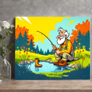 raxxa Canva: Grandpa catching a shoe while fishing