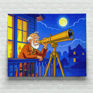 raxxa Canva: Grandpa Stargazing with Telescope