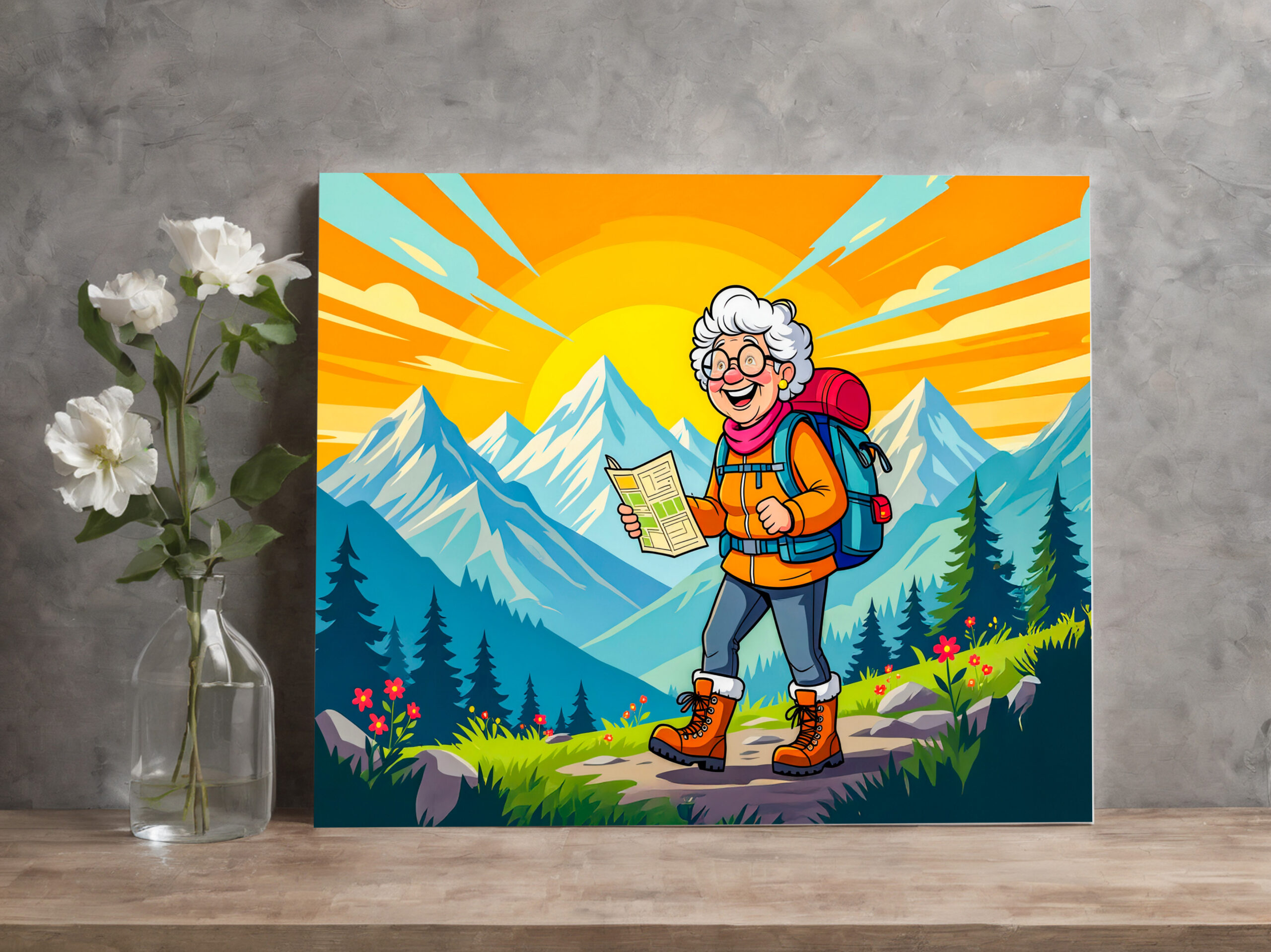 raxxa Canva: Grandmother Hiking Illustration - immagine 2