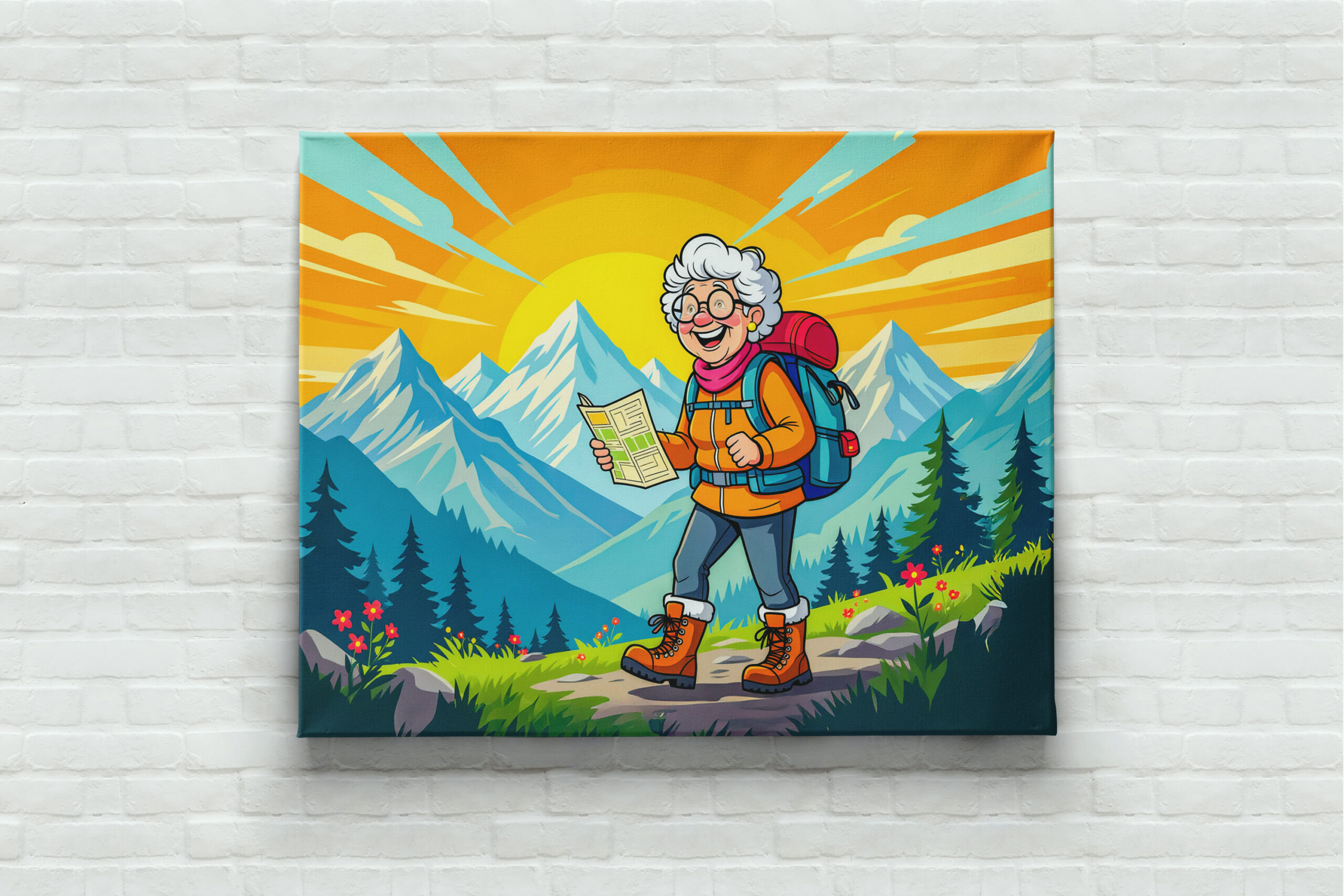 raxxa Canva: Grandmother Hiking Illustration - immagine 3