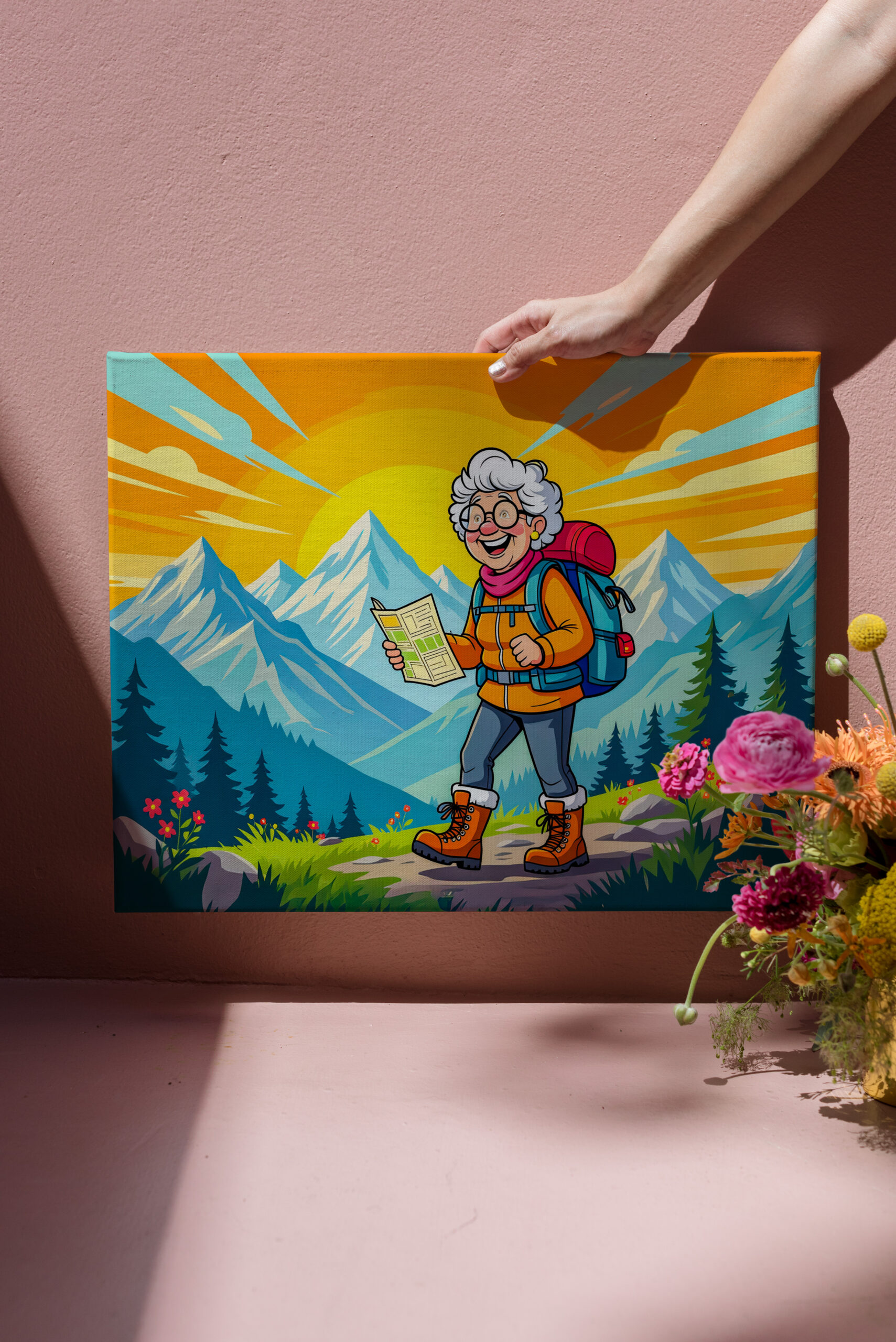 raxxa Canva: Grandmother Hiking Illustration