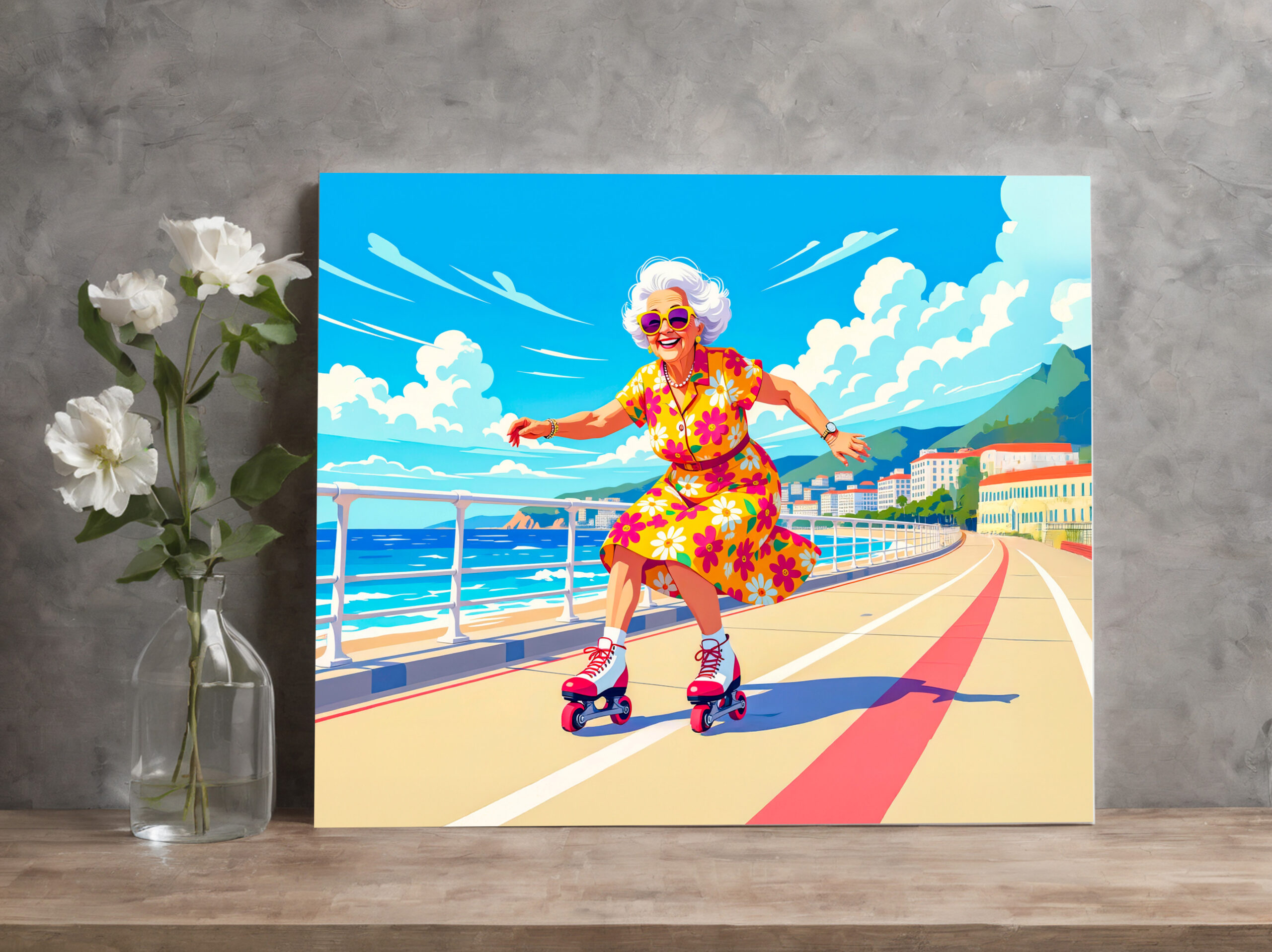 raxxa Canva: Grandmother Roller Skating Illustration - immagine 2