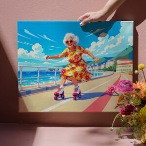 raxxa Canva: Grandmother Roller Skating Illustration