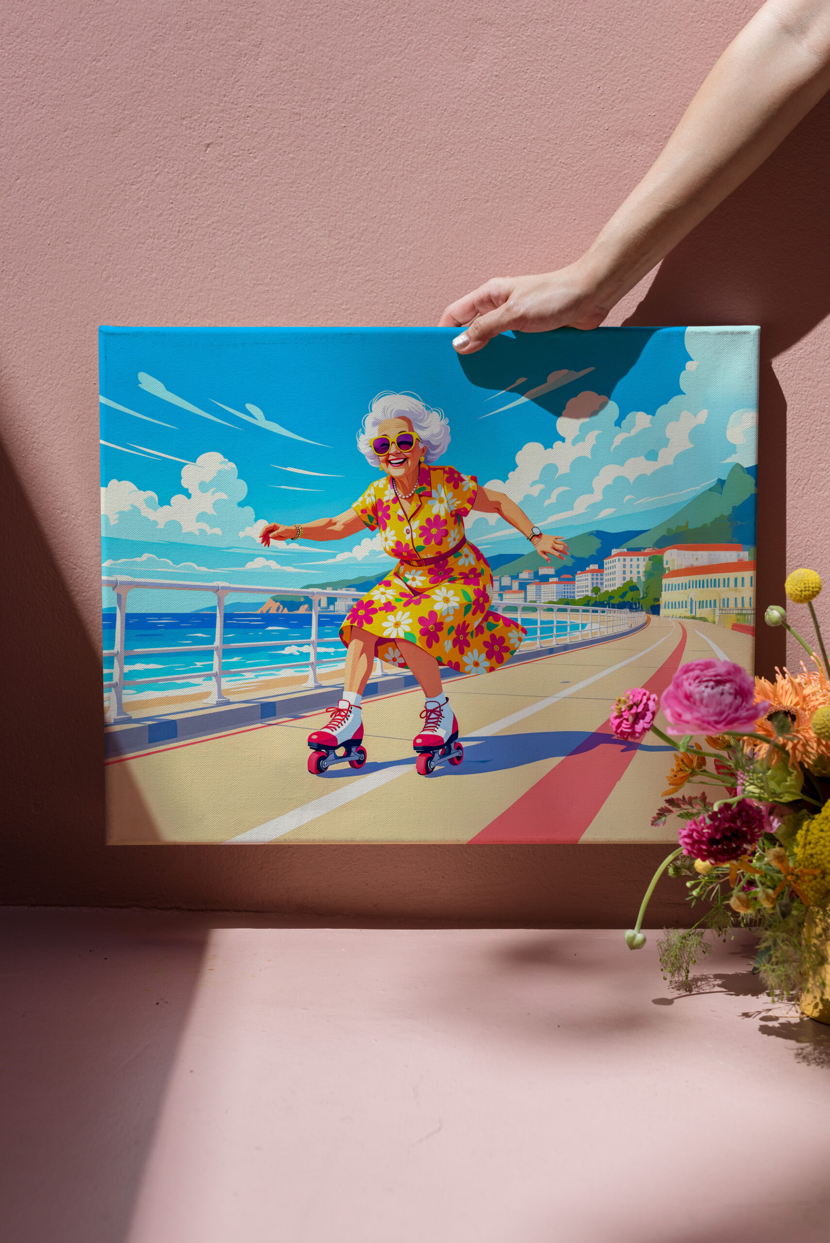 raxxa Canva: Grandmother Roller Skating Illustration