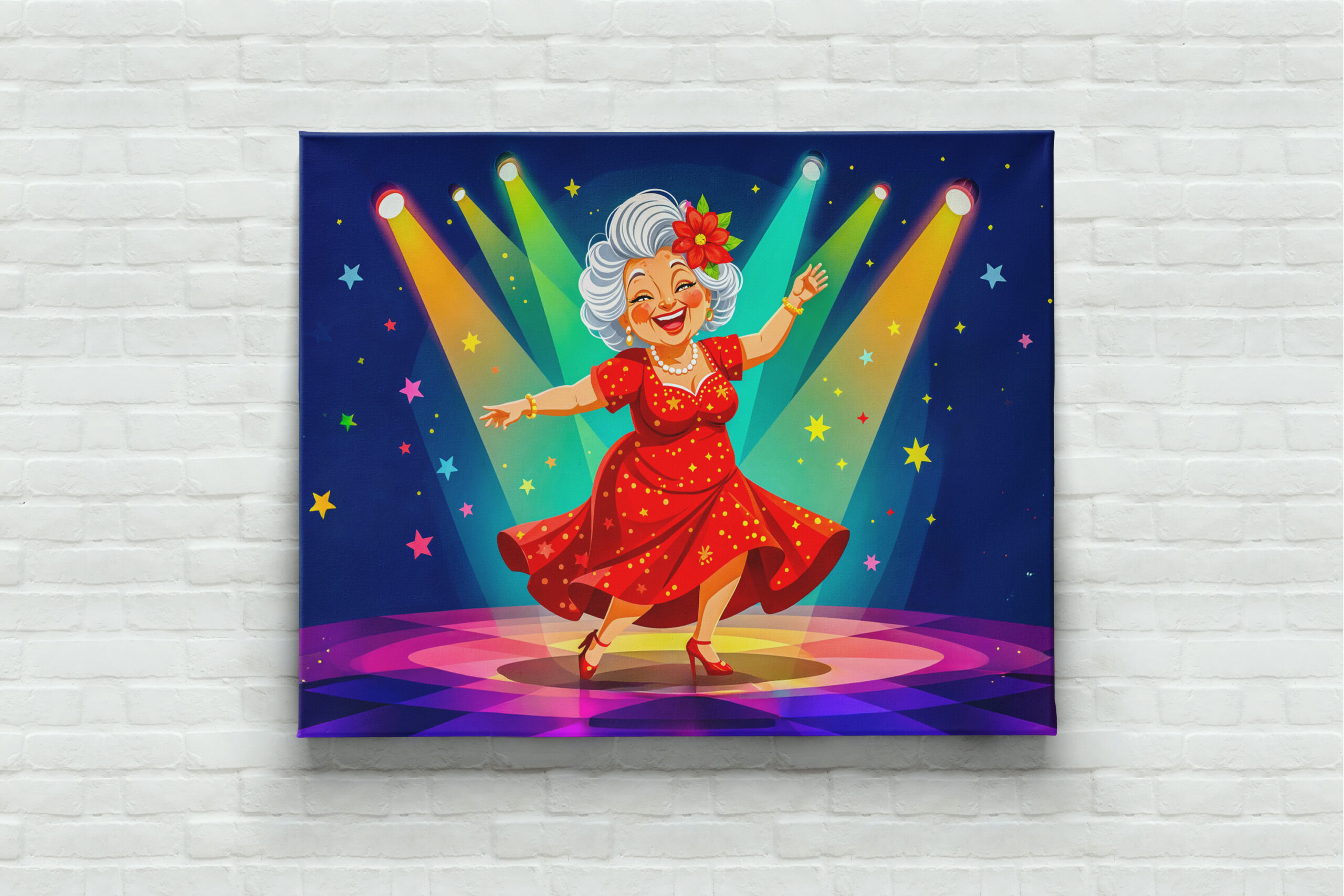 raxxa Canva: Grandmother Dancing on Stage Illustration - Imagen 3
