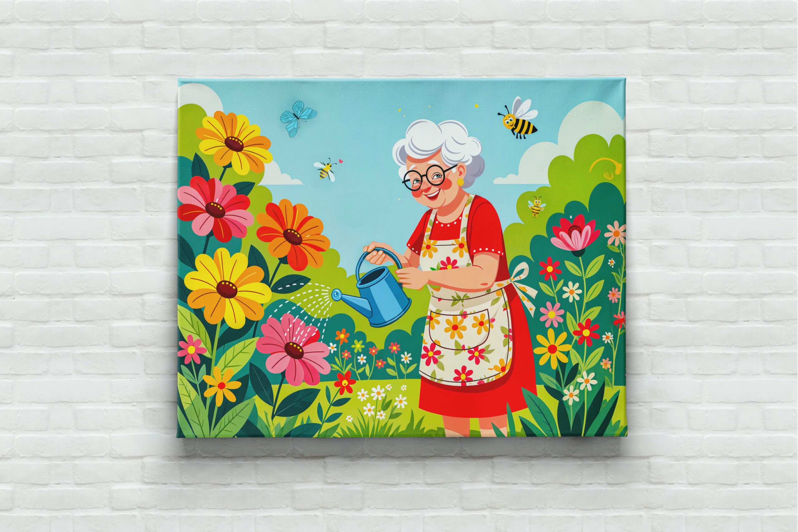 raxxa Canva: Grandmother Watering Garden Illustration - Image 2