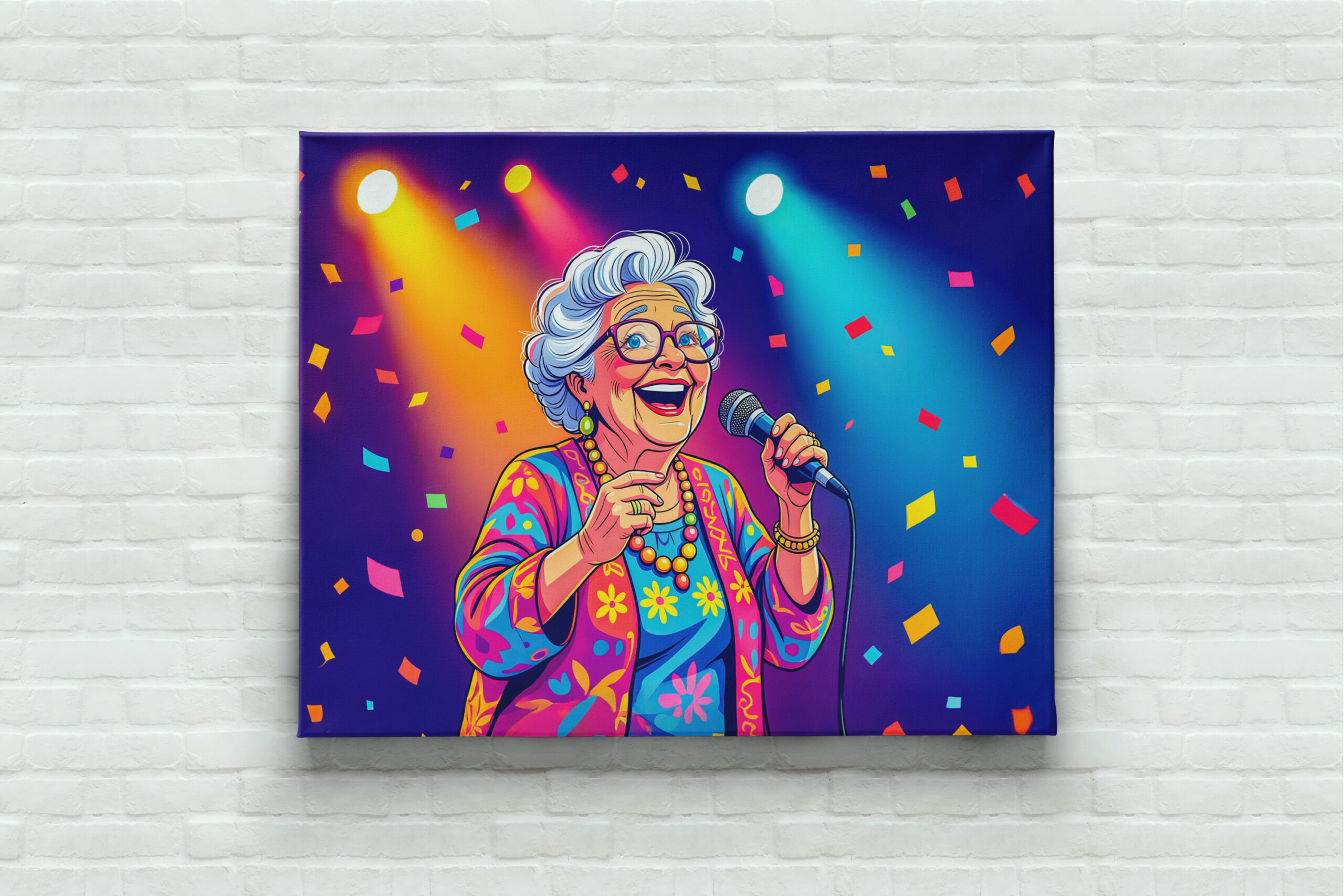 raxxa Canva: Grandmother Singing on Stage Illustration – Image 2
