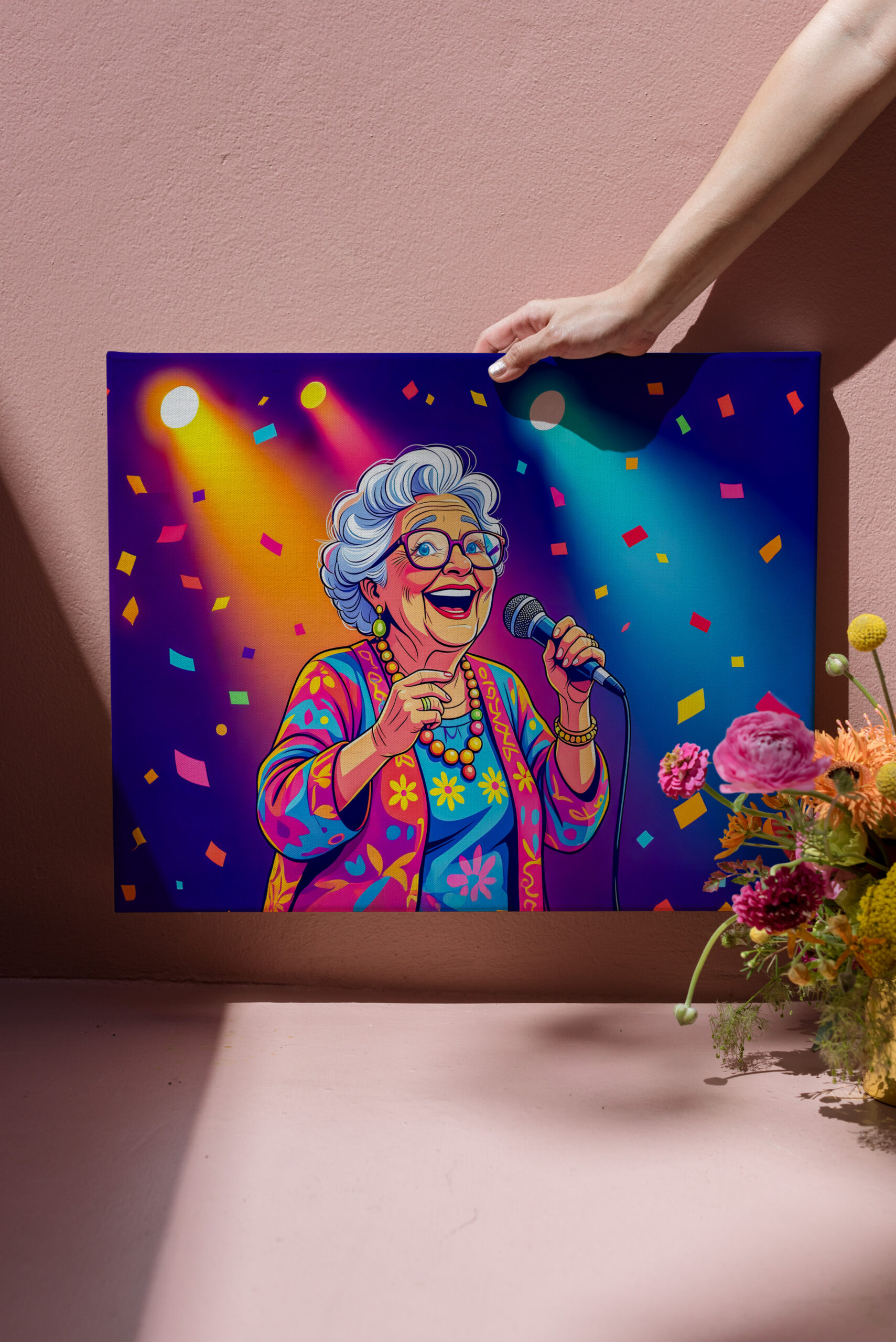 raxxa Canva: Grandmother Singing on Stage Illustration – Image 3