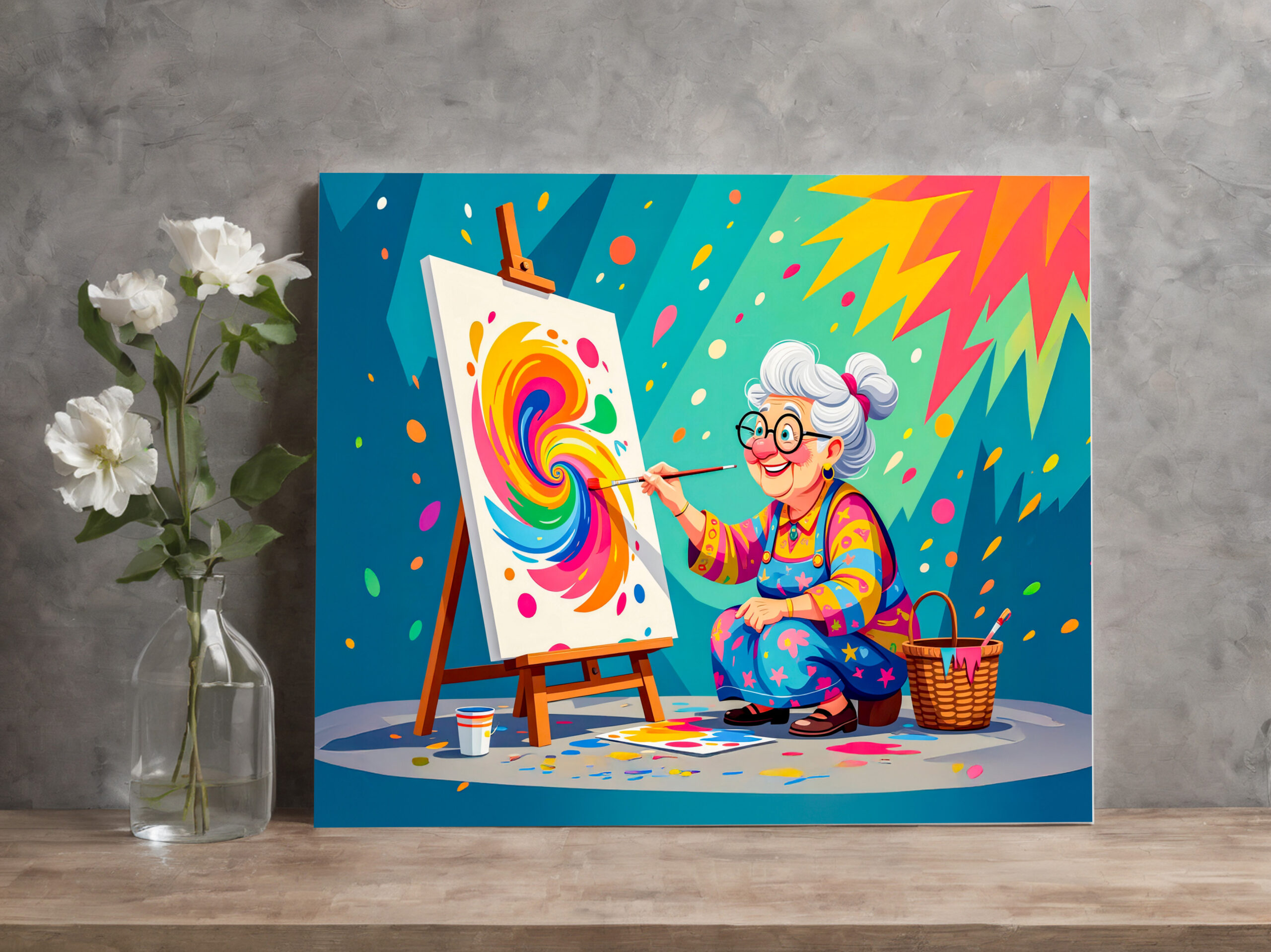 raxxa Canva: Grandmother Painting Art Illustration - Image 3