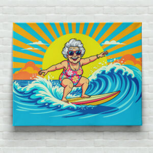 raxxa Canva: Grandmother Surfing Illustration