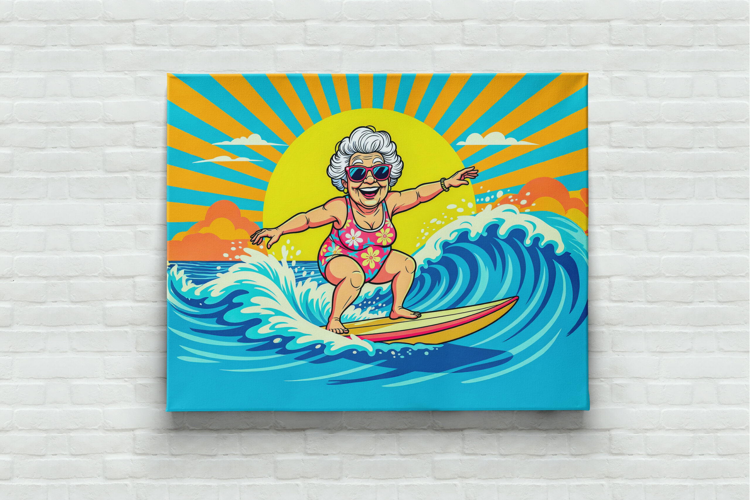 raxxa Canva: Grandmother Surfing Illustration