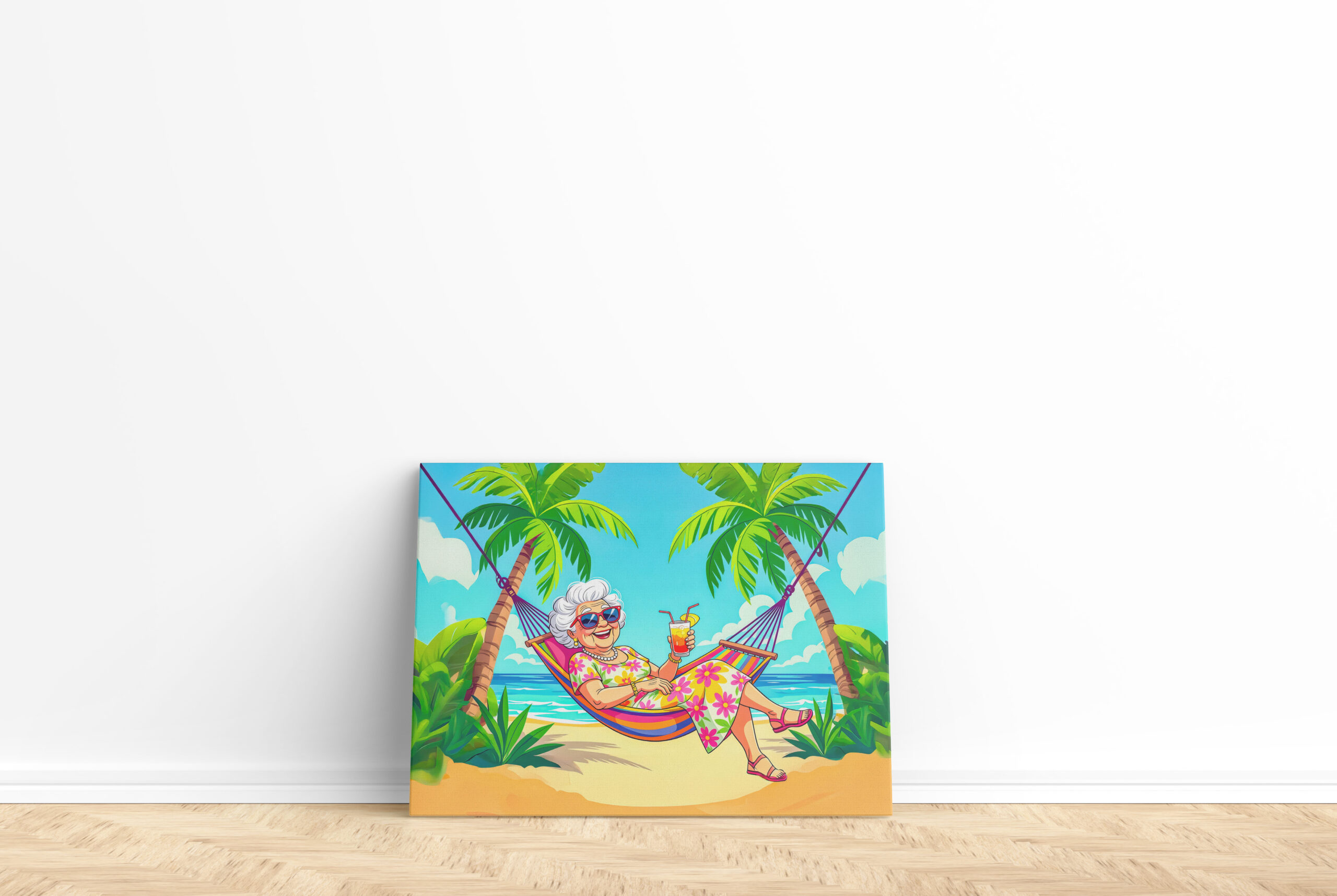raxxa Canva: Grandmother in Hammock with Cocktail Illustration - Image 2