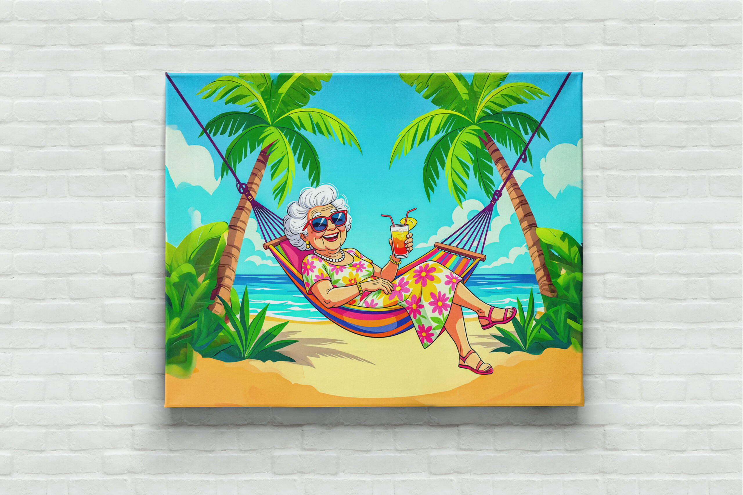 raxxa Canva: Grandmother in Hammock with Cocktail Illustration - Image 3