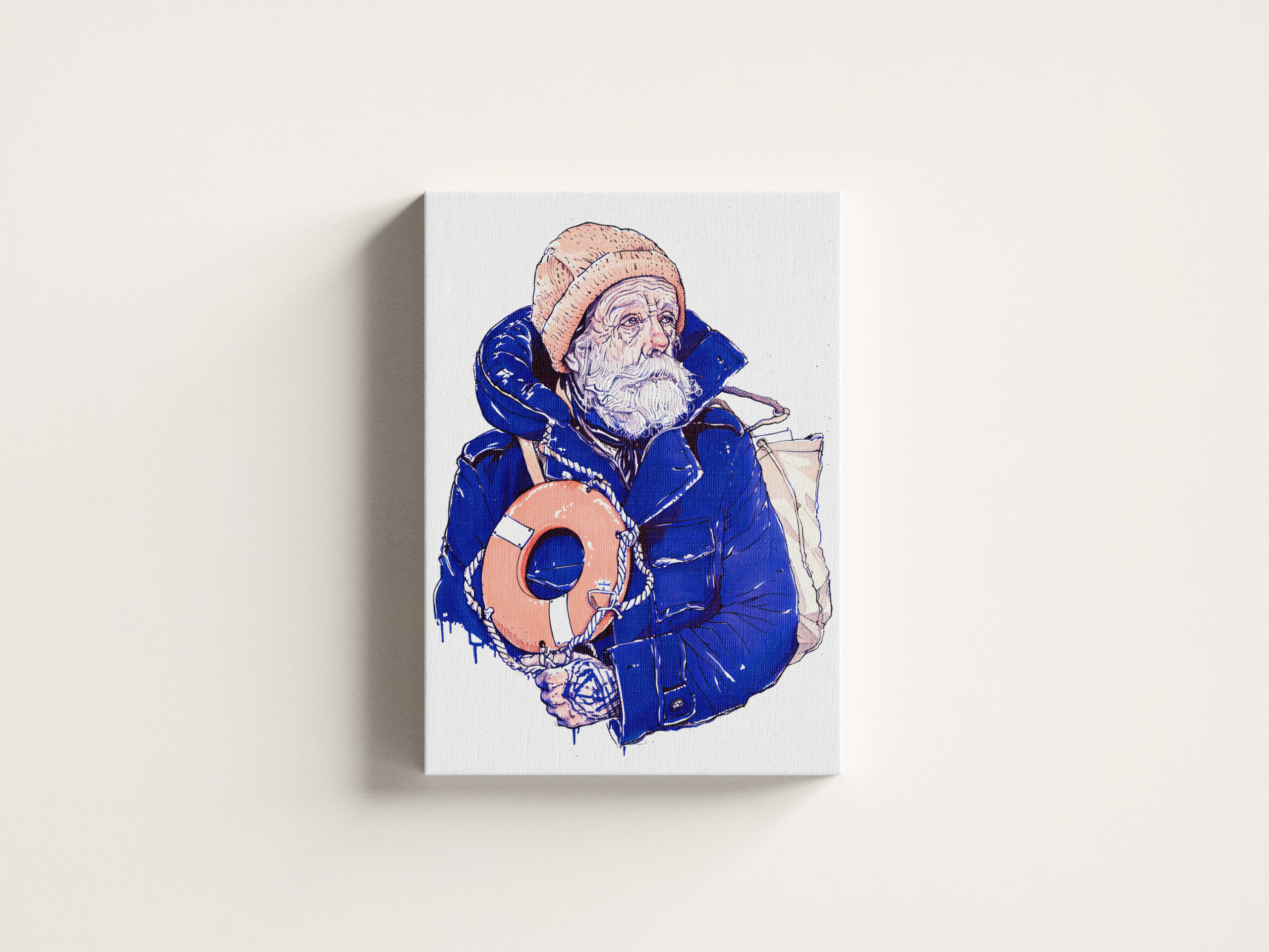 raxxa Canva: Sailor Holding Lifebuoy Wearing Orange Knit Cap – Image 3
