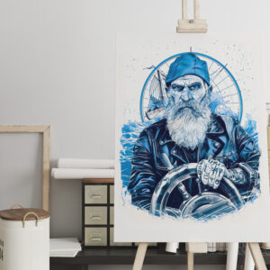 raxxa Canva: Sailor Steering Ship Wheel In Maritime Setting