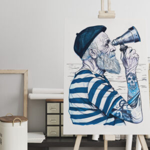 raxxa Canva: Sailor Looking Through Telescope Toward Distant Horizon