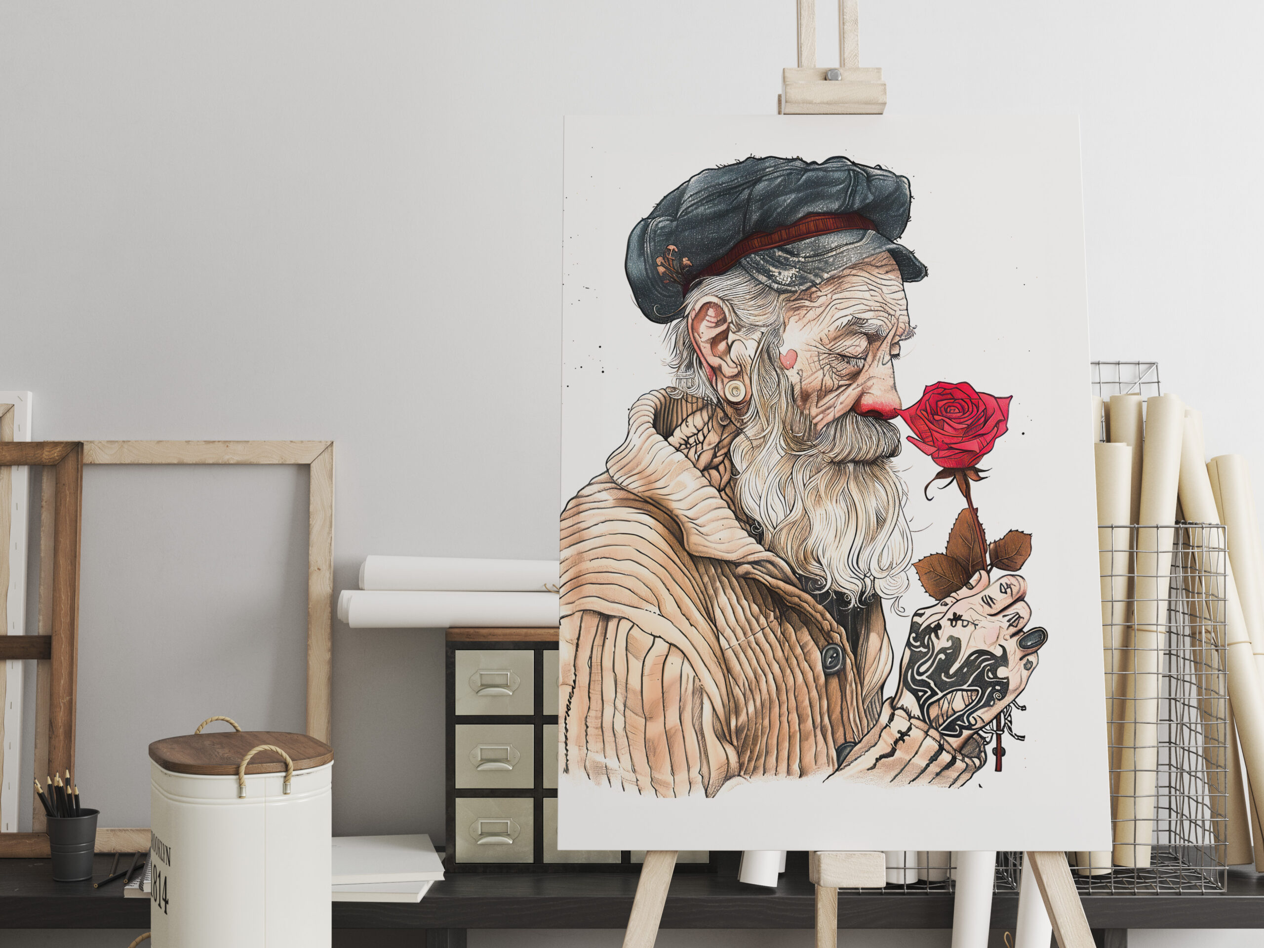raxxa Canva: Sailor Holding Red Rose In Romantic Gesture