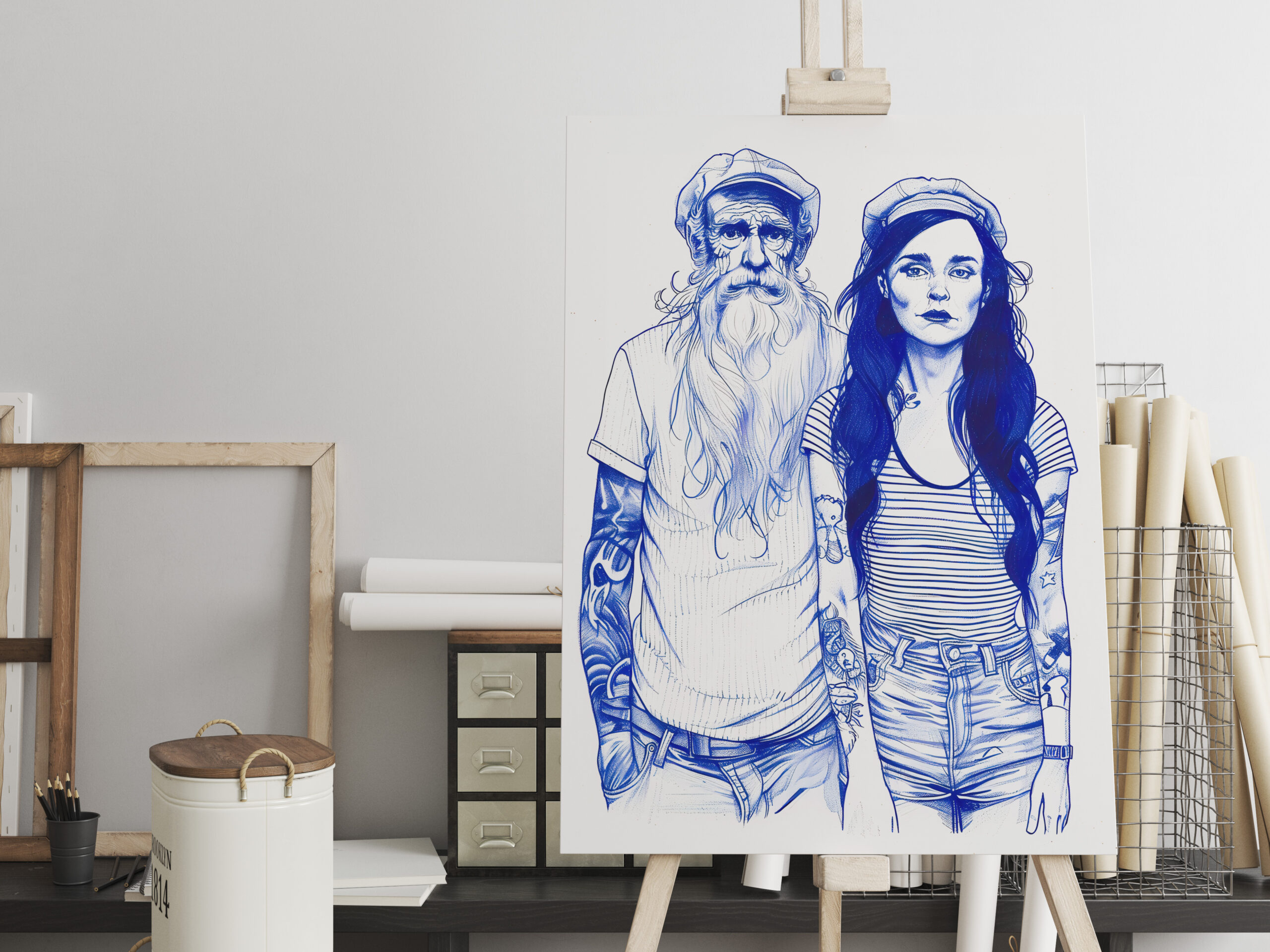 raxxa Canva: Sailor Standing Beside Tattooed Woman In Portrait