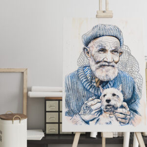 raxxa Canva: Sailor Holding Small Westie Dog In Arms