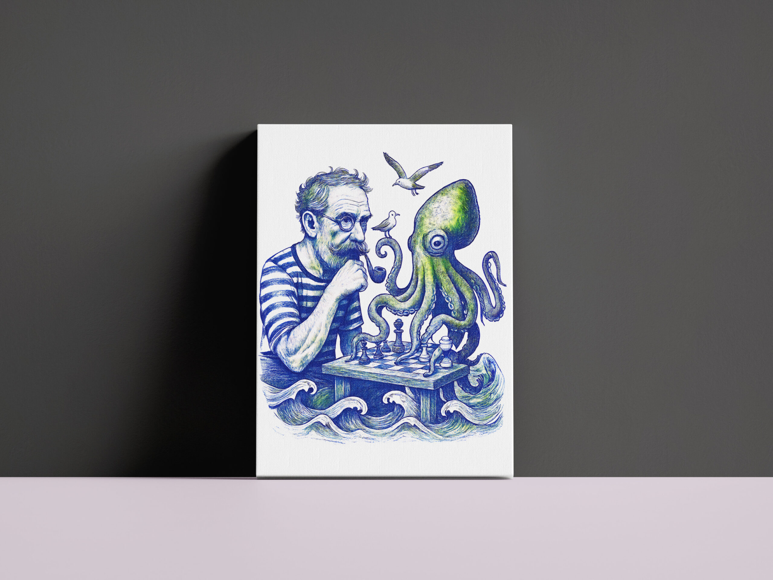 raxxa Canva: Sailor Playing Chess With Large Curious Octopus - immagine 2