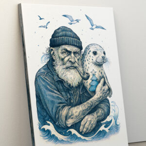 raxxa Canva: Elderly Sailor with Seal on Christmas