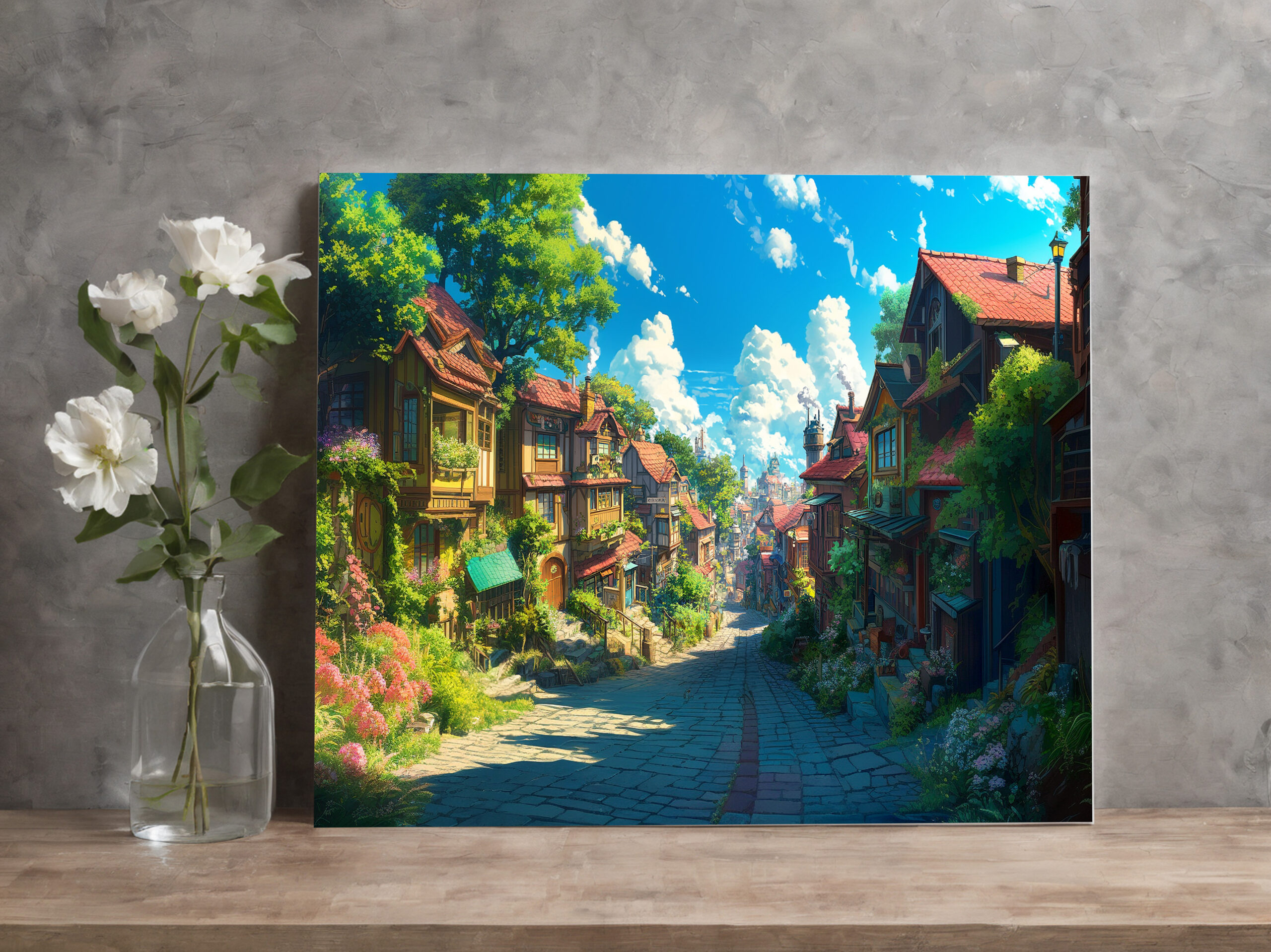 raxxa Canva: Weg durch ein Fantasy Dorf im Anime Stil - Imagen 3