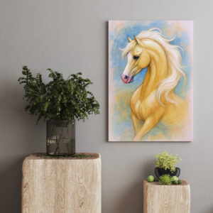 raxxa Canva: Goldenes edles Pferd im sanften Licht