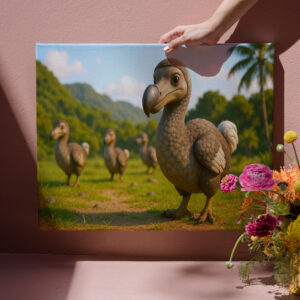 raxxa Canva: Ausgestorbene Tiere - Neugieriger Dodo im Comic-Stil