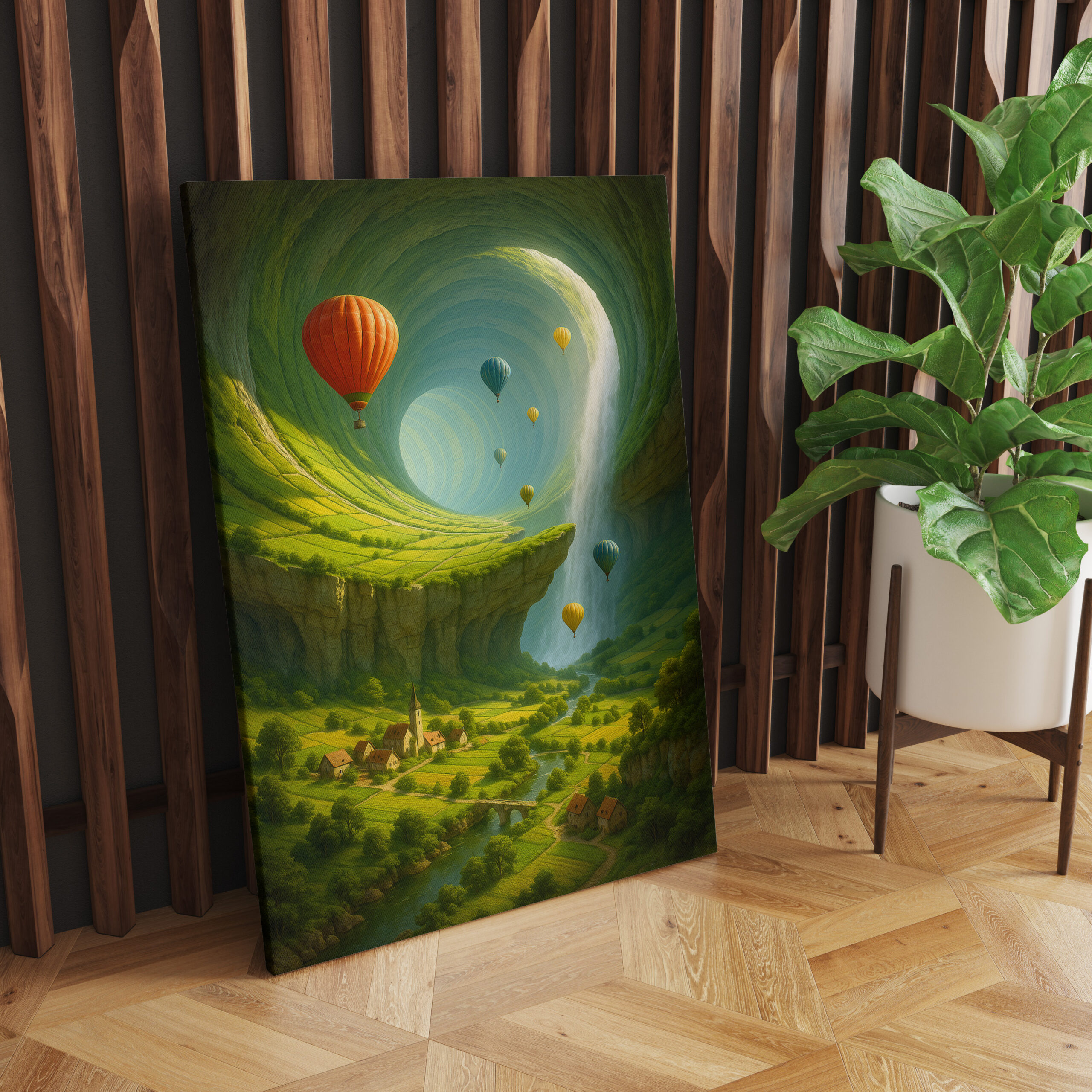 raxxa Canva: Tunnel-Tal mit Heißluftballons und Wasserfall - immagine 3