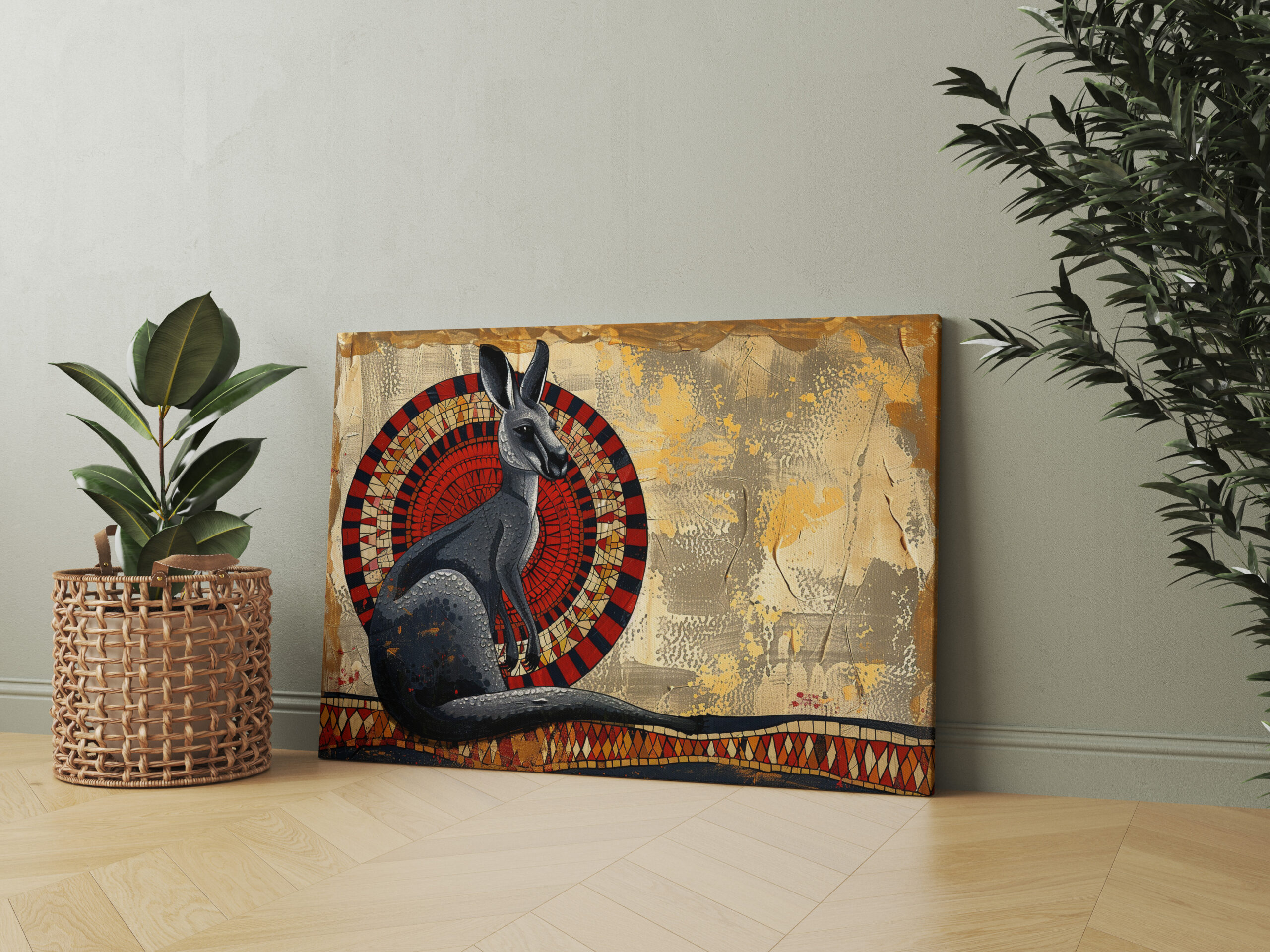raxxa Canva: Känguru mit Mosaikhintergrund auf Goldstruktur – Image 2