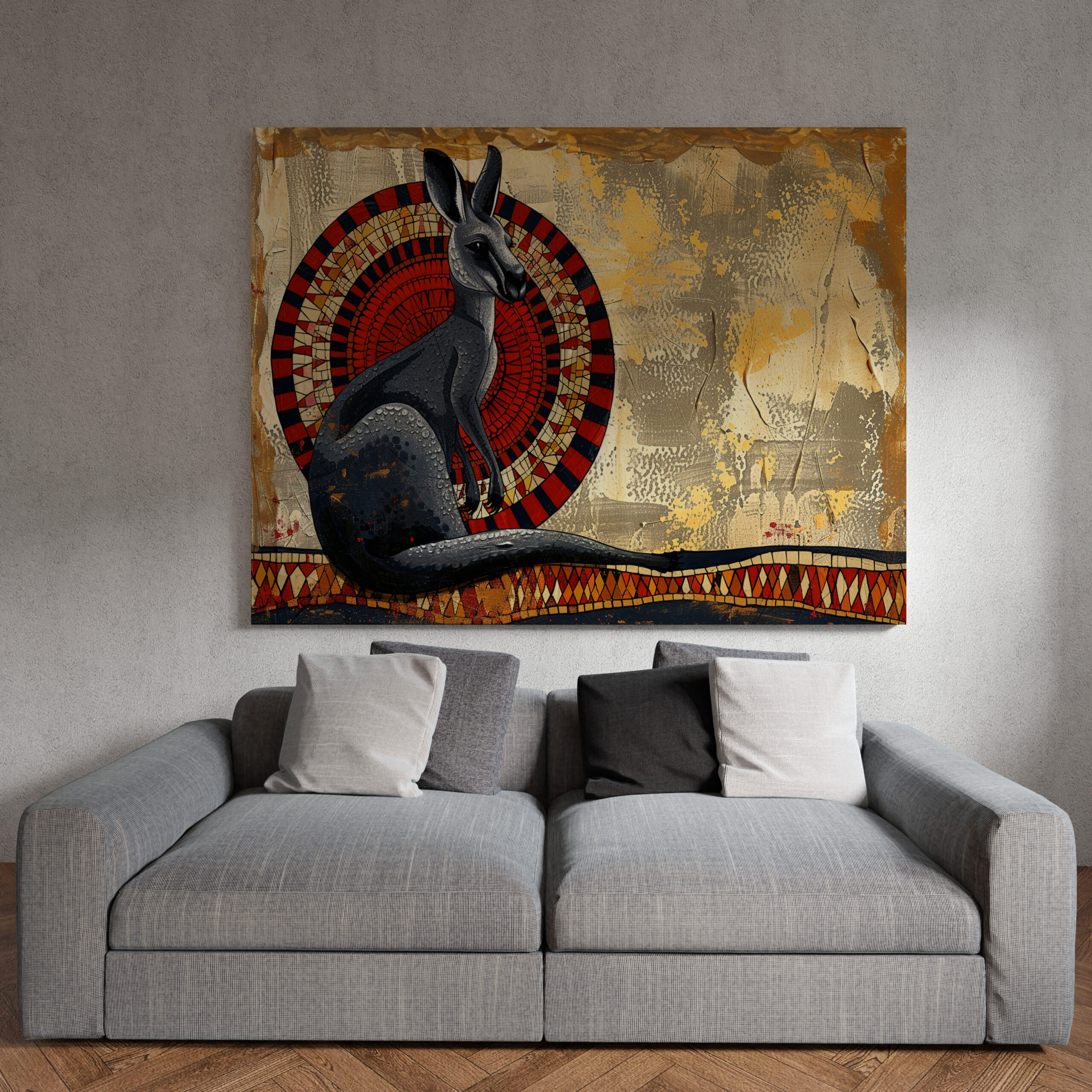 raxxa Canva: Känguru mit Mosaikhintergrund auf Goldstruktur – Image 3